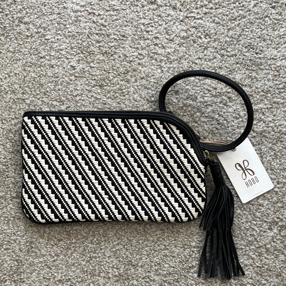 HOBO Handbags - HOBO Black and White Striped Wristlet